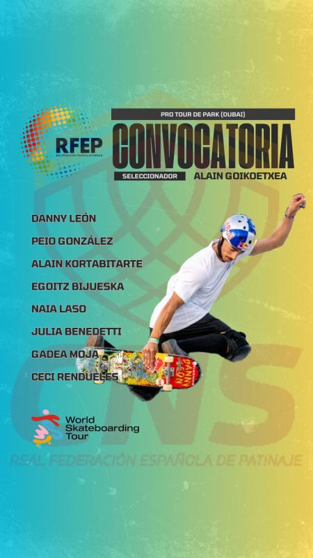 Convocatoria de la selección española de Skate para el Pro Tour 2024 de Dubai