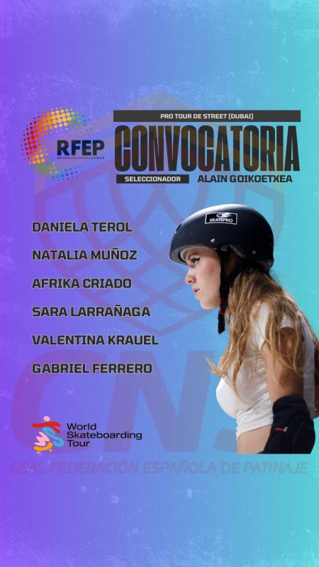 Convocatoria de la selección española de Skate para el Pro Tour 2024 de Dubai